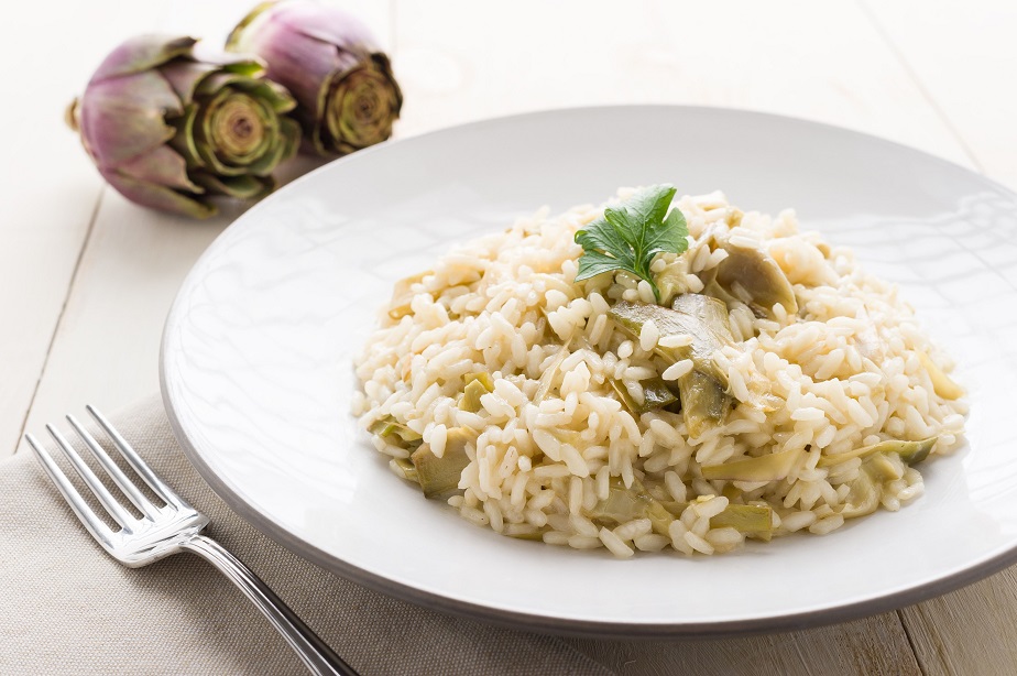 Tofu artichoke risotto